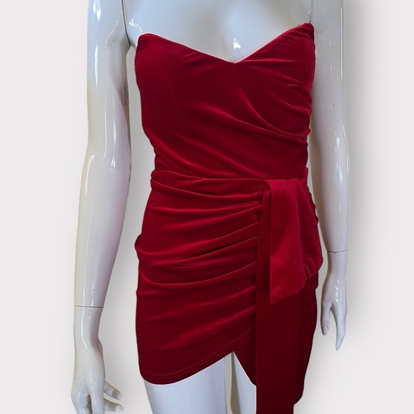 Fashion Nova Sweet Revenge Velvet Style Red Mini Dress SZ XS ❤️ - Picture 4 of 10